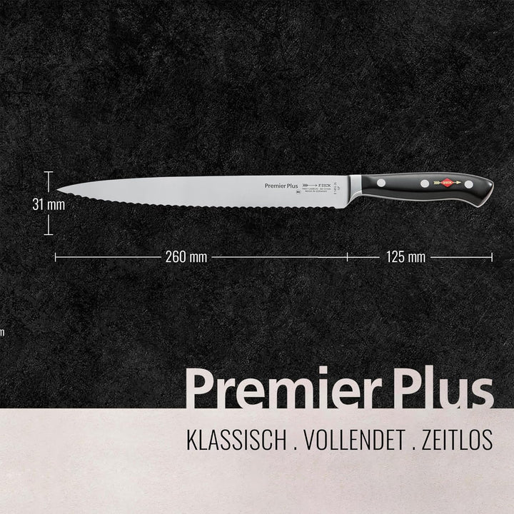 F. DICK Premier Plus Tranchiermesser mit Wellenschliff (Klingenlänge 26 cm, Kochmesser, Universalmes