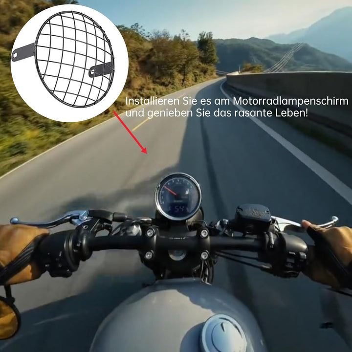 Motorrad Scheinwerfer Lampenabdeckung, 7 "Motorrad modifizierter Gitter Lampenschirm, Universal Moto