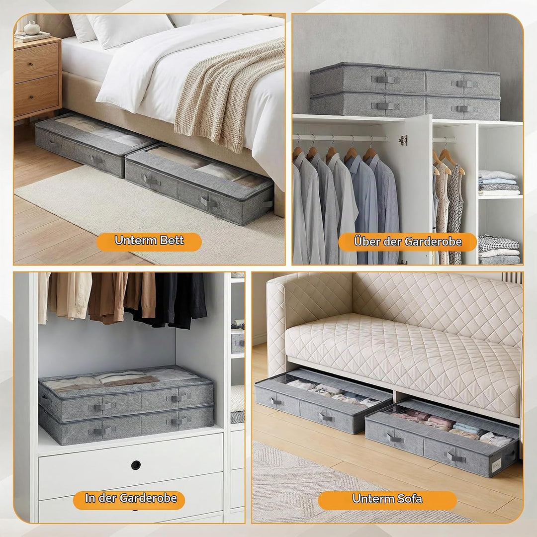 GARPROVM Stabil Unterbett Aufbewahrungsbox 3er Set, 85x40x12cm Formstabil Unterbettkommode Unterbett