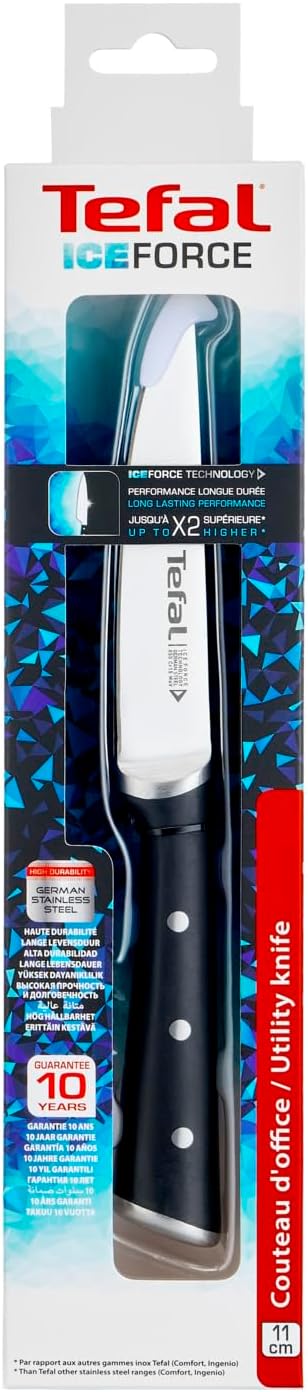 Tefal Ice Force K23209 Universalmesser | 11cm Klinge | Korrosionsschutz | Handschutz | Edelstahl/Sch