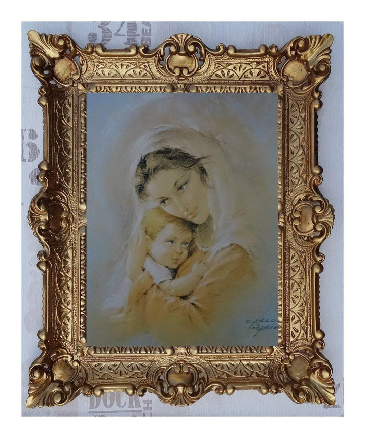 Lnxp Bild Bilder Gemälde in den Rahmen montiert 56x46 cmReligiös Mutter Maria Gottes Maria Jesus Chr