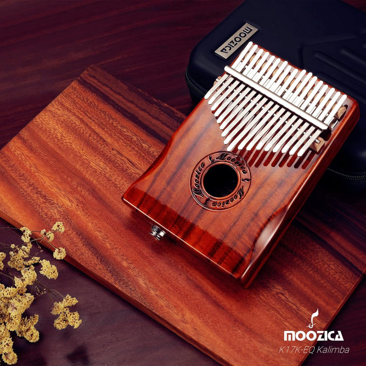 MOOZICA 17 Tasten EQ Kalimba Marimbaphone, Kalimba Daumenklavier aus Koa-Holz mit integriertem Tonab