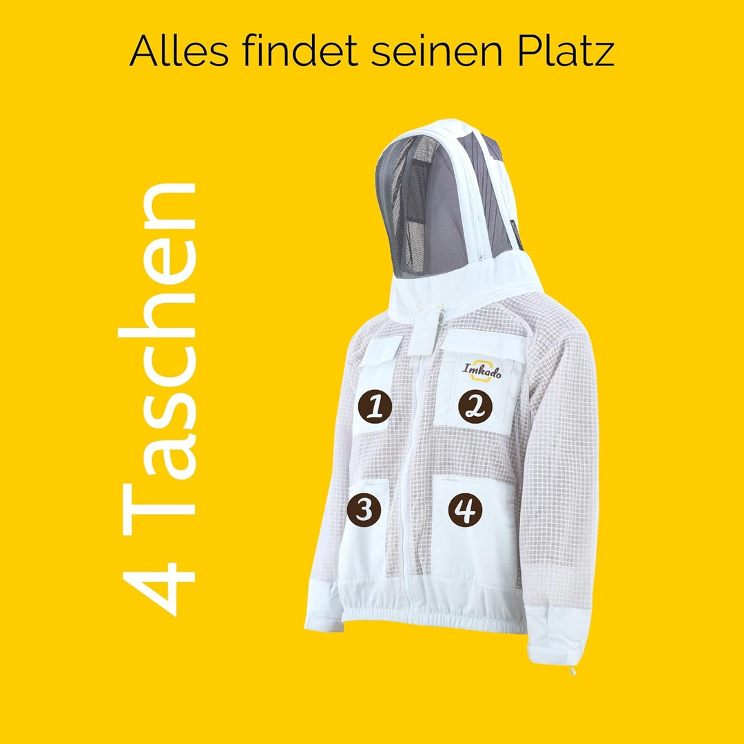 Imkado Atmungsaktive Imkerjacke, Schutzbekleidung für Imker - Schutz vor Bienenstichen - Schutzhemd,