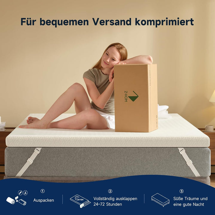Z-hom Matratzenauflage 140 x 190, 8 cm, für Doppelbett 140x190, Matratzenauflage aus Memory-Schaumst