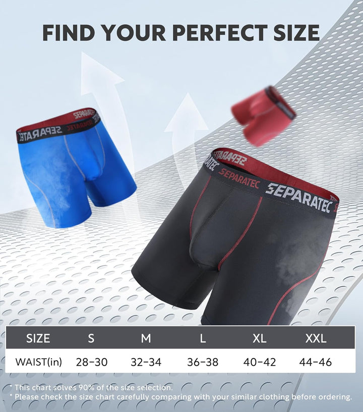 Separatec Sport Boxershorts Herren Schnelltrocknende Unterhosen Männer mit Doppelter Beutel Retrosho