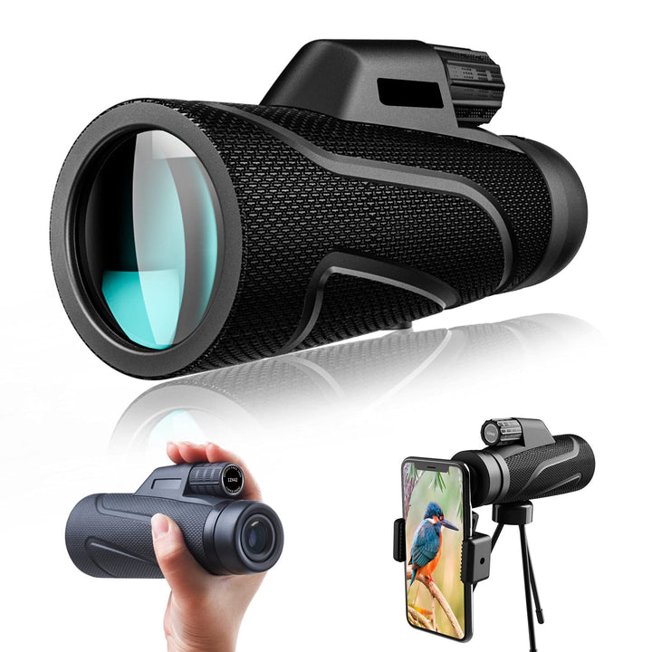 12x42 Zoom Fernrohr monokular, Mono fernglas Erwachsene, mit Smartphone Halter Stativ,für Wildtiere