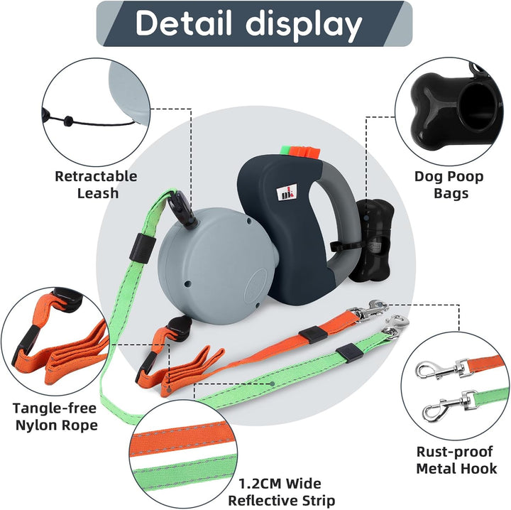 Doppelte Einziehbare Hundeleine Makife Dual Doggie Pet Leash Hundeleine Automatische Hund Versenkbar