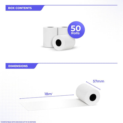 SWIPARO - Ec-Cash Thermorollen 57mm x 18m x 12mm - Kassenrollen -Thermopapier - Bonrollen für Bankom