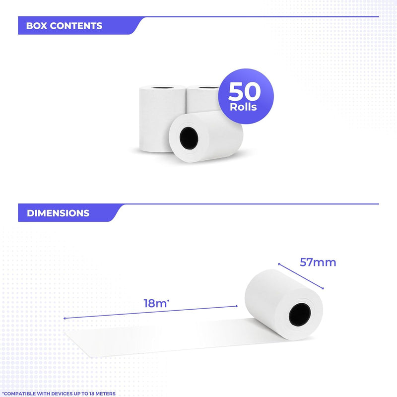 SWIPARO - Ec-Cash Thermorollen 57mm x 18m x 12mm - Kassenrollen -Thermopapier - Bonrollen für Bankom