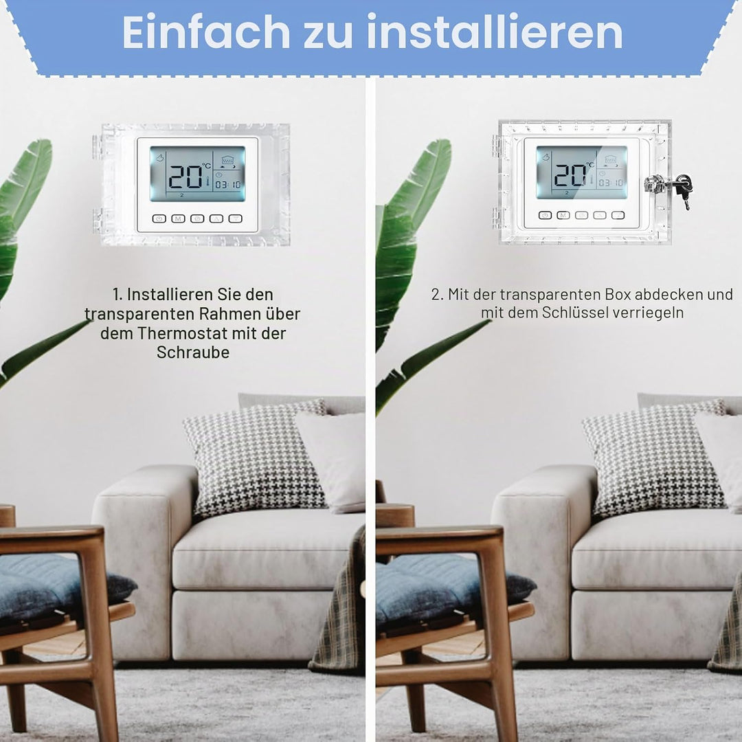 GAESHOW Universal Wand Transparenter Thermostat Schutz, Thermostat Schliesskasten mit Schlüssel, Acr