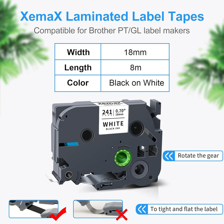 3x XemaX Kompatibel Schriftband Ersatz für Brother P-touch Bänder 18mm TZe-241 TZe 0,7'' Etikettenba