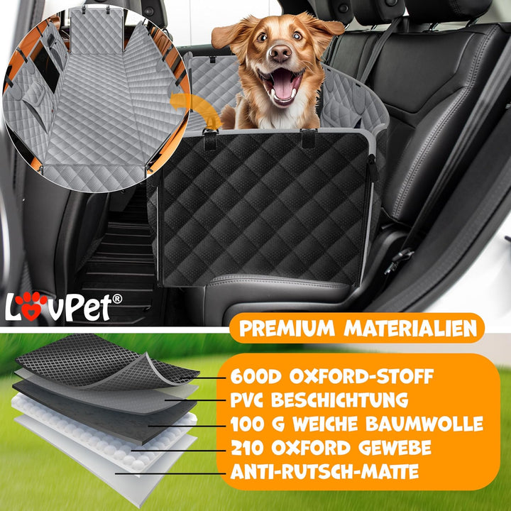 Lovpet® 2in1 Hundedecke für Auto Rückbank & Kofferraum mit Seitenschutz und Sichtfenster Kofferraums