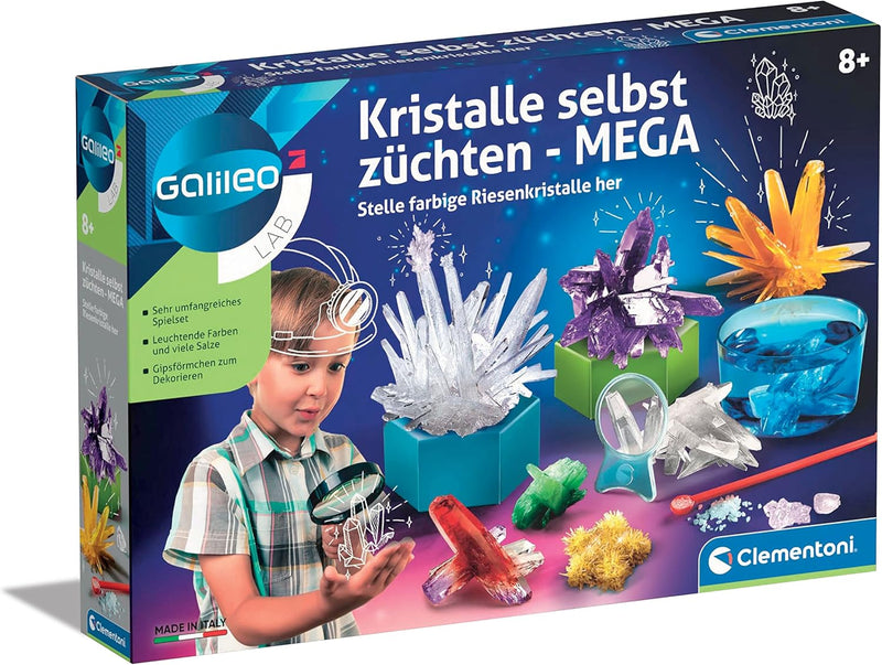 Clementoni Galileo Lab – Kristalle selbst züchten Mega, Experimentierkasten für Kinder ab 8 Jahren,