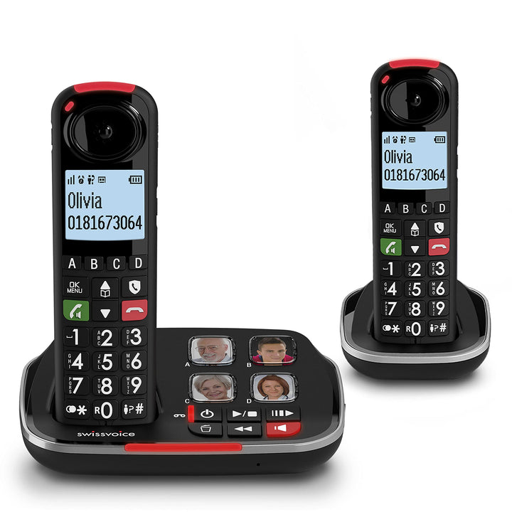 Swissvoice Xtra 2355 Duo schnurloses DECT Grosstasten Telefon mit Anrufbeantworter, Zwei Mobilteile,