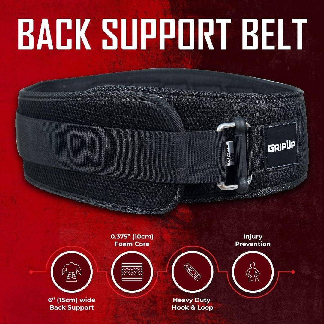 GripUp Weightlifting Back Support Belt aus Neopren – Ergonomischer Trainingsgürtel zur Rückenunterst