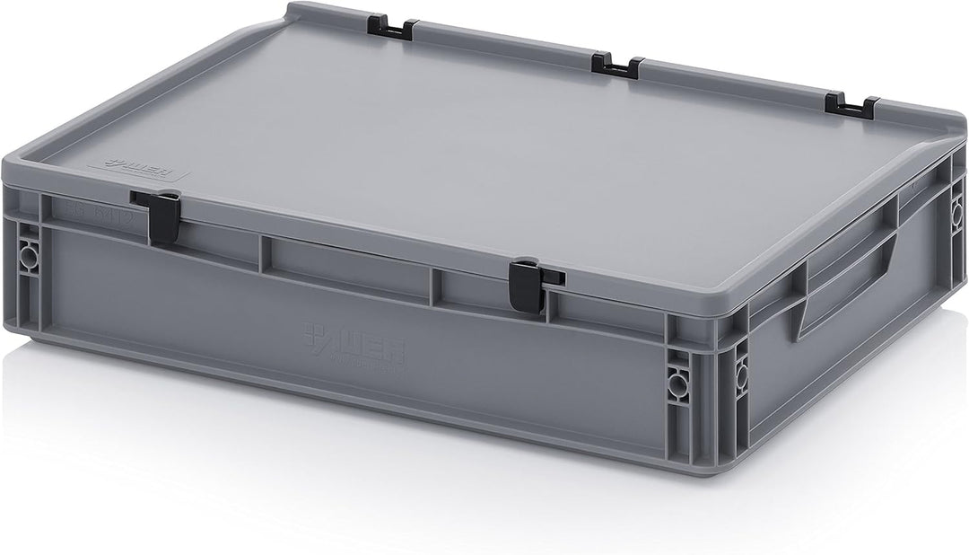 Auer Packaging 8x Eurobehälter-Eurobox 60 x 40 x 13,5 cm mit Scharnierdeckel inkl. gratis Zollstock