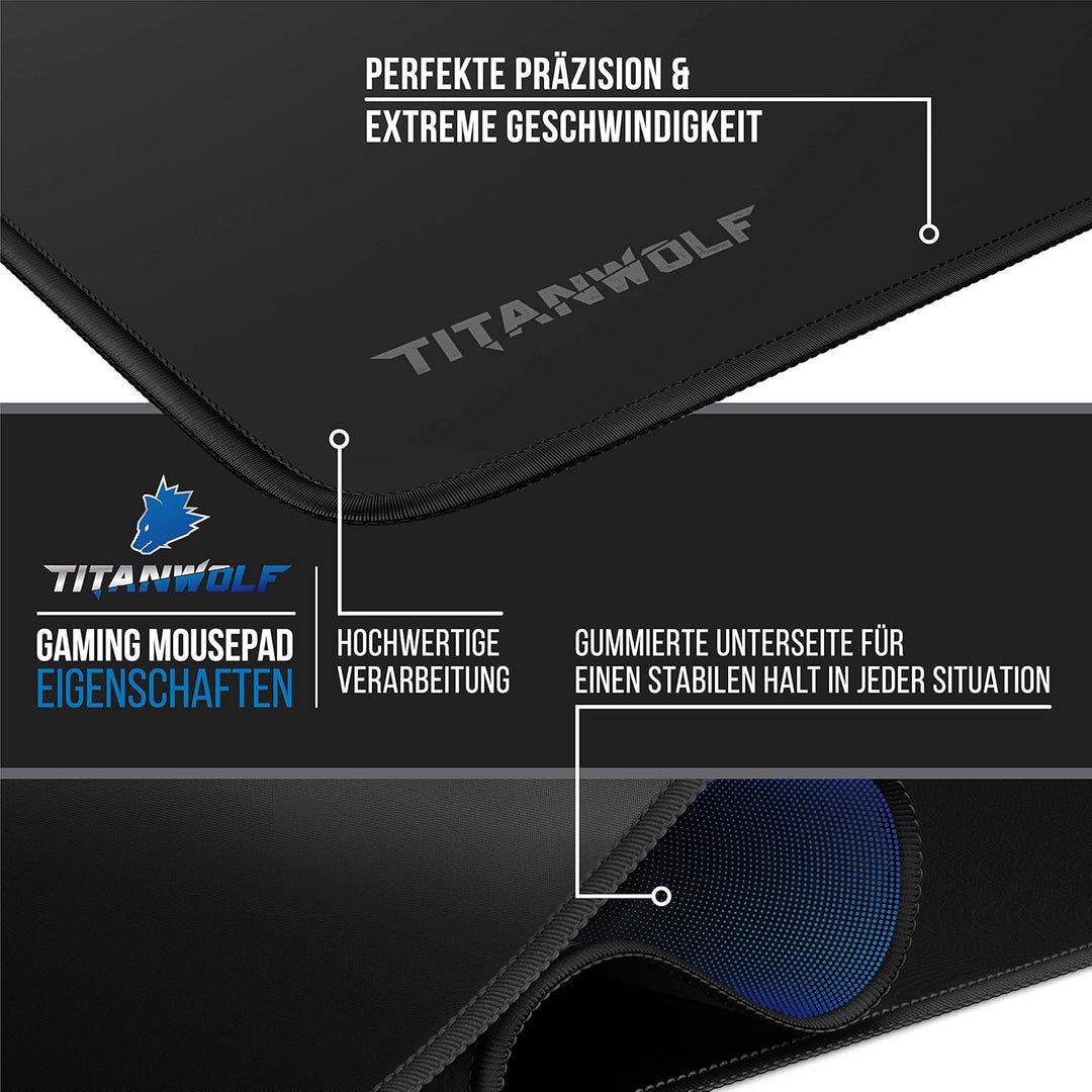 TITANWOLF - Übergrösse Mauspad Gaming Titanwolf 1200x400mm - XXXL Mousepad gross mit Motiv - Tischun