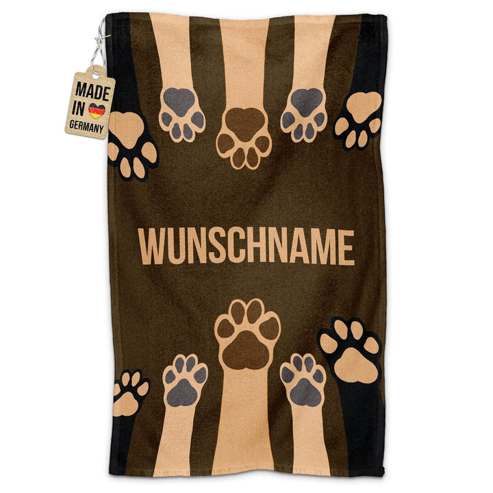PR Print Royal Personalisiertes Hundehandtuch mit Name selbst gestalten - Pfote - Pfotentuch für Hun