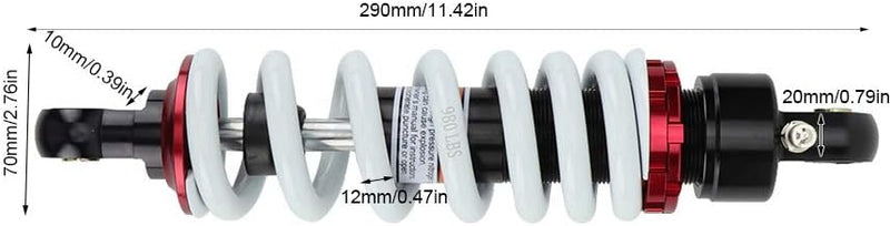 290 Mm Hinterer Stossdämpfer Dämpfer Feder Passend für Dirt Pit Bike ATV für Pitbike Schocker 290 Mm