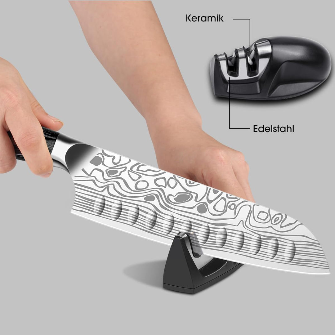 MOSFiATA Kochmesser, Santoku Messer Küchenmesser Profi Chefmesser Allzweckmesser Aus Rostfreiem Stah