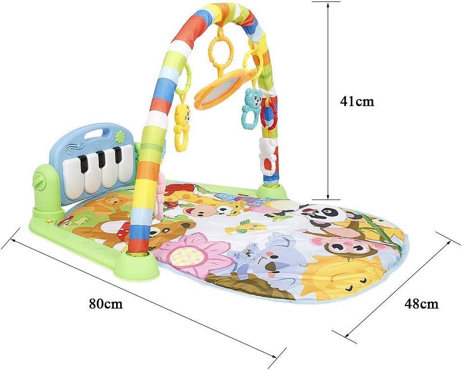 Krabbeldecke für Babys, mit Spielbögen, bunt, mit niedlichen Motiven, die Babys anziehen, A-Grün, A-