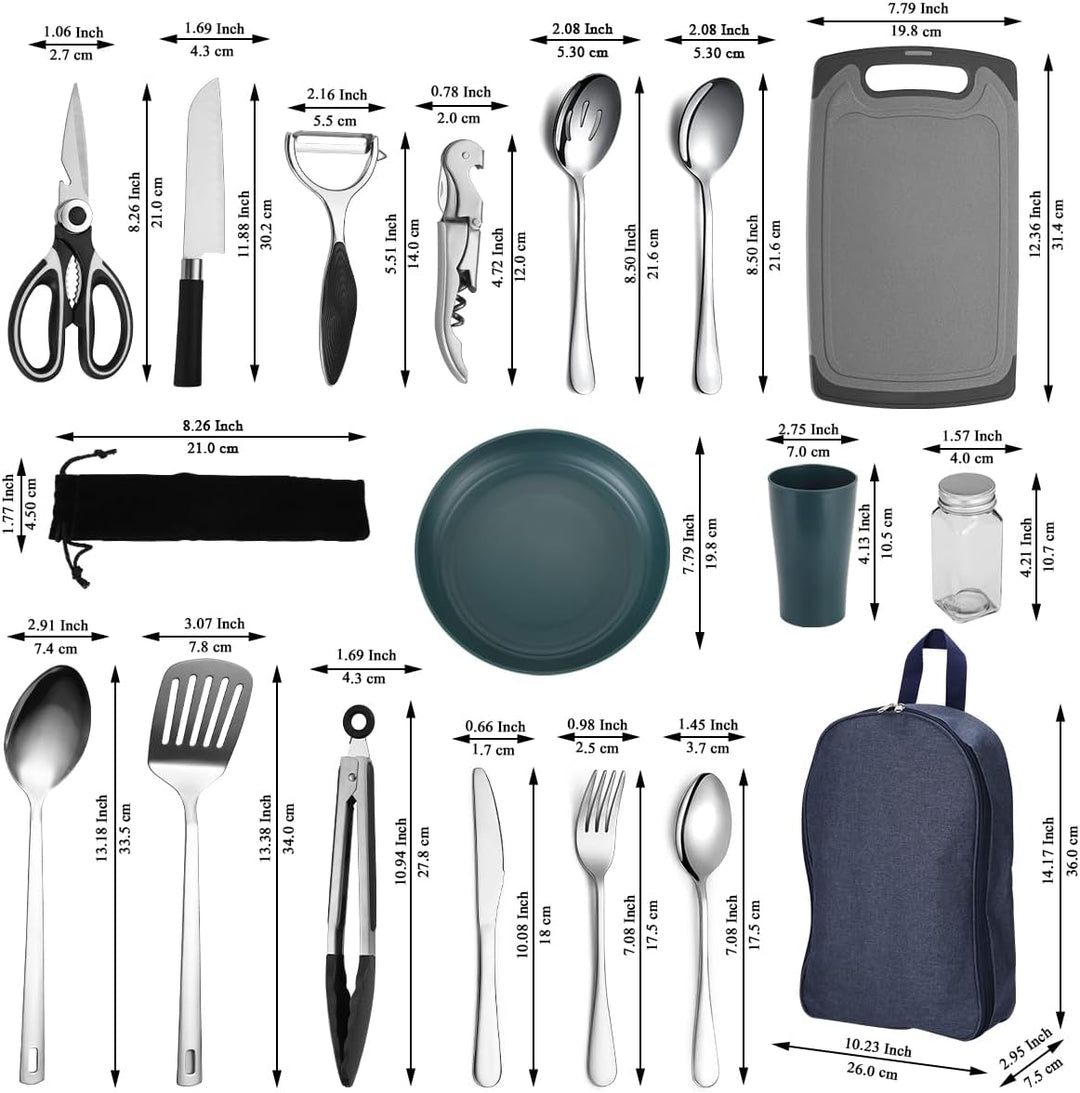 Homquen Camping Essential Camping Geschirr Gear, Camping-Kochutensilien Wohnmobil Camping Zubehör, O