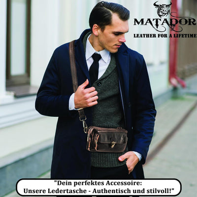 MATADOR (3 in 1 Tasche „Kairo“ – hochwertige Handy Bauchtasche Leder Herren – Umhängetasche Damen mi