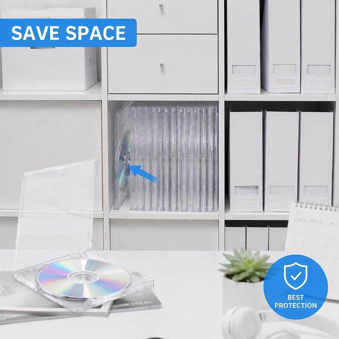 12 Stück CD Hüllen Transparent, DIY CD Leerhüllen Plastik Schmal | Stapelbar DVD Hülle für 12cm, Lee