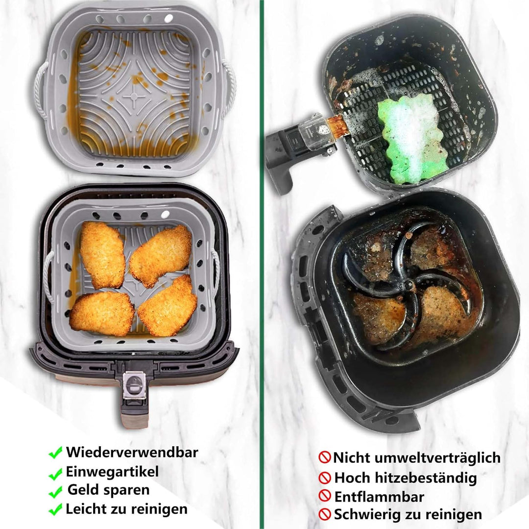 Silikonform für Heissluftfritteuse, 2 Stück 21CM AirFryer Silikon Pot Faltbar/Wiederverwendbar Airfr