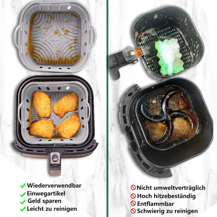 Silikonform für Heissluftfritteuse, 2 Stück 21CM AirFryer Silikon Pot Faltbar/Wiederverwendbar Airfr