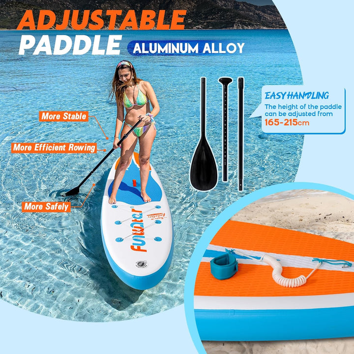 FunWater Aufblasbares Stand Up Paddle Board Surfbrett SUP Komplettes Paddleboard Zubehör Verstellbar