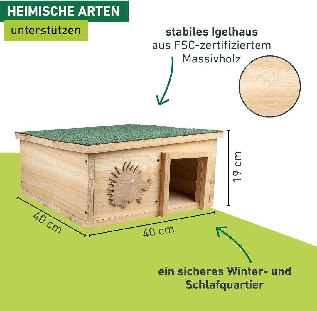 Windhager Igelhaus Bausatz aus Massivholz | Igelfutterhaus, Igelhäuschen, Igelhotel mit abnehmbarem