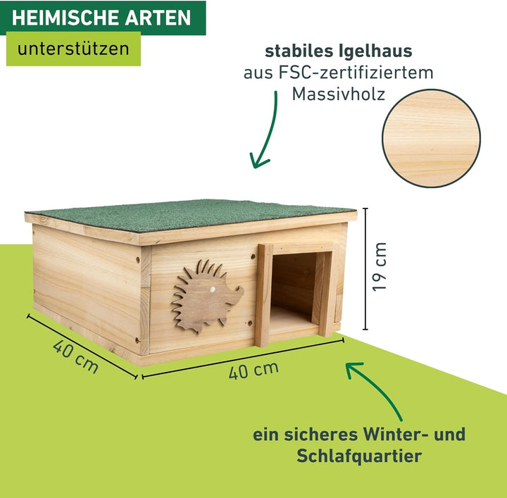 Windhager Igelhaus Bausatz aus Massivholz | Igelfutterhaus, Igelhäuschen, Igelhotel mit abnehmbarem