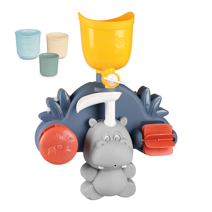Little Smoby - Hippo Badewannenspielzeug ab 1 Jahr - Wasserspielzeug mit Spritzfunktion, Bechern und