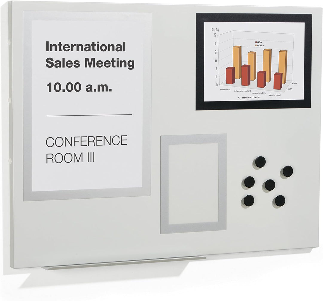 Durable Duraframe Magnetic Board S (Magnettafel inkl. Info-Rahmen und Magnete) grau, 500110 450 x 60