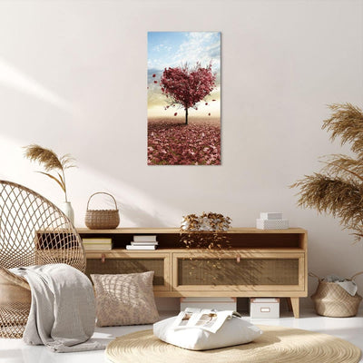 Bilder auf Leinwand 55x100cm Leinwandbild mit Rahmen Abstraktion Herbst Baum Blatt Gross Wanddeko Bi