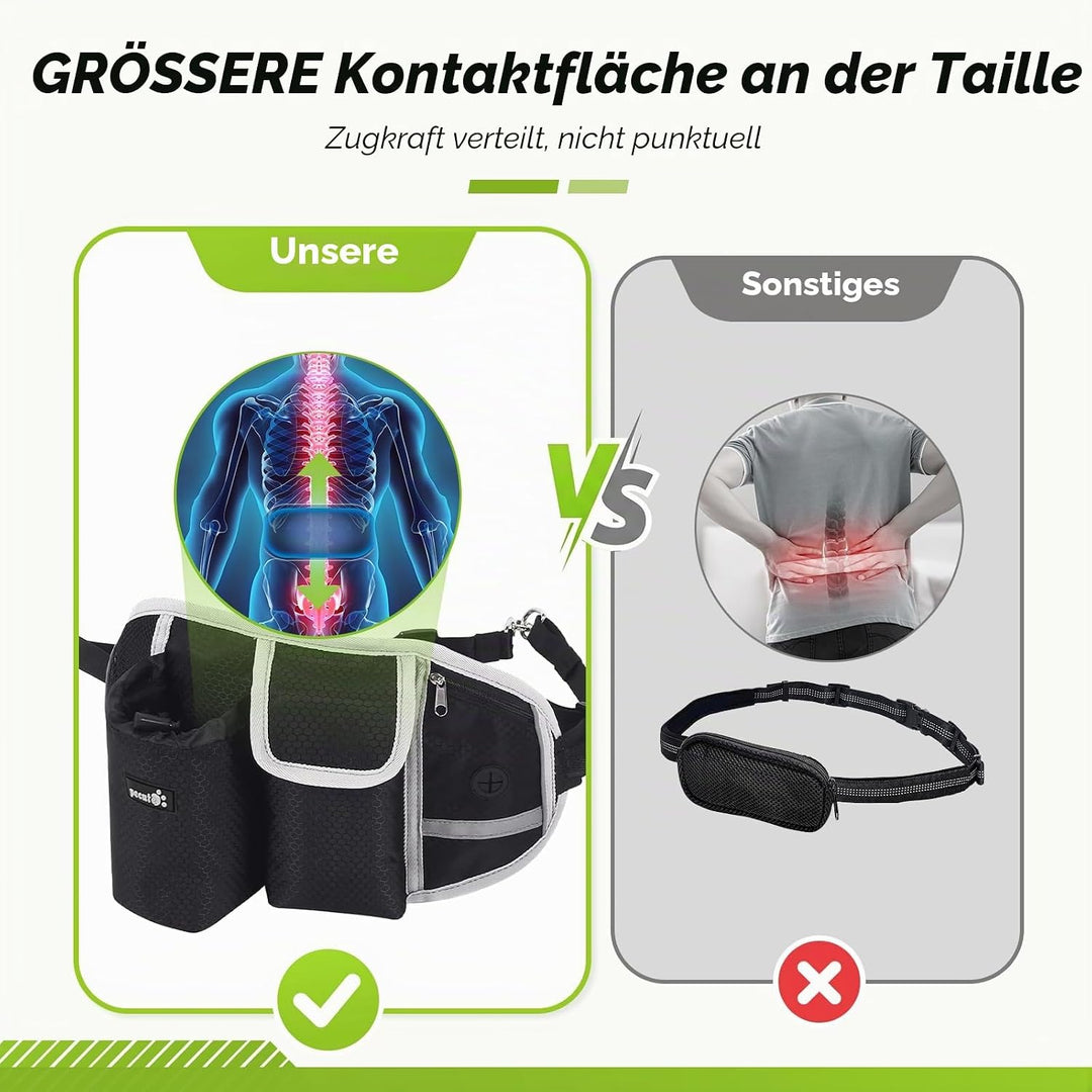 Pecute Hundeleine, freihändig, bis 110 kg, Stossdämpfung, bequem, reflektierende Nähte, ideal zum La