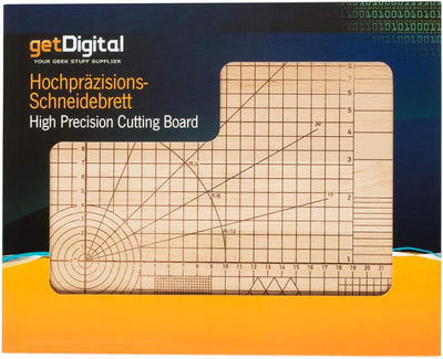 getDigital 11780 Schneidebrett Hochpräzision aus unbehandeltem Buchenholz mit Winkeln und geometrisc