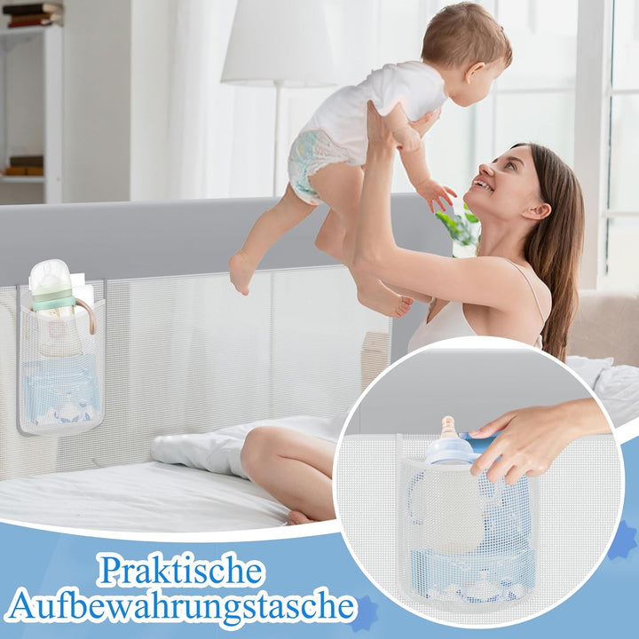 AufuN Bettgitter Bettschuztgitter Portable 150cm, Faltbar Kinderbettgitter für Kinder Babybettgitter