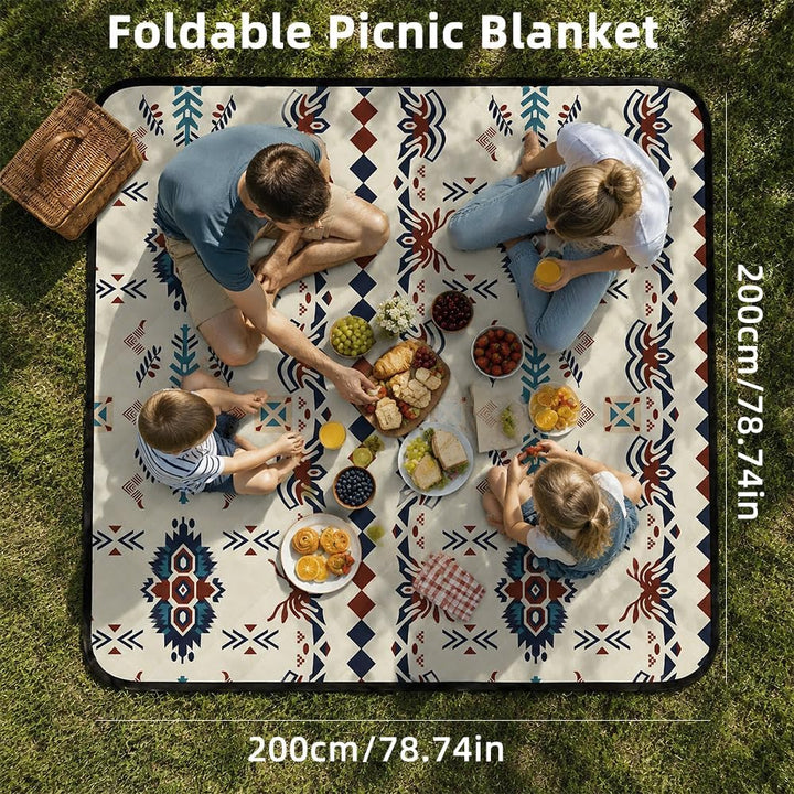Boho Picknickdecke Wasserdicht Picknickdecke 200x200, Stranddecke Sandfrei Tragbare Waschbar, Outdoo