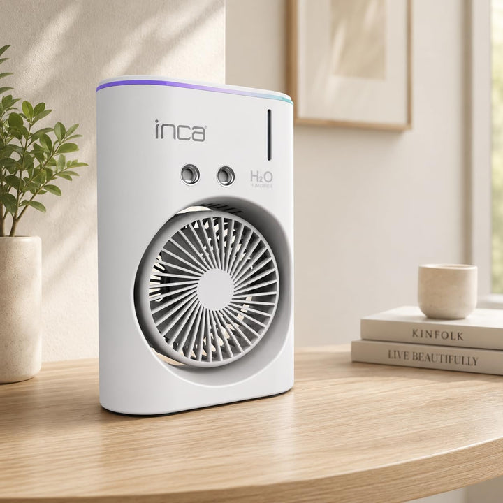 İnca Tischventilator mit Wasserkühlung & Sprühnebel IMF-10B USB Akku Ventilator tragbar & leise mit