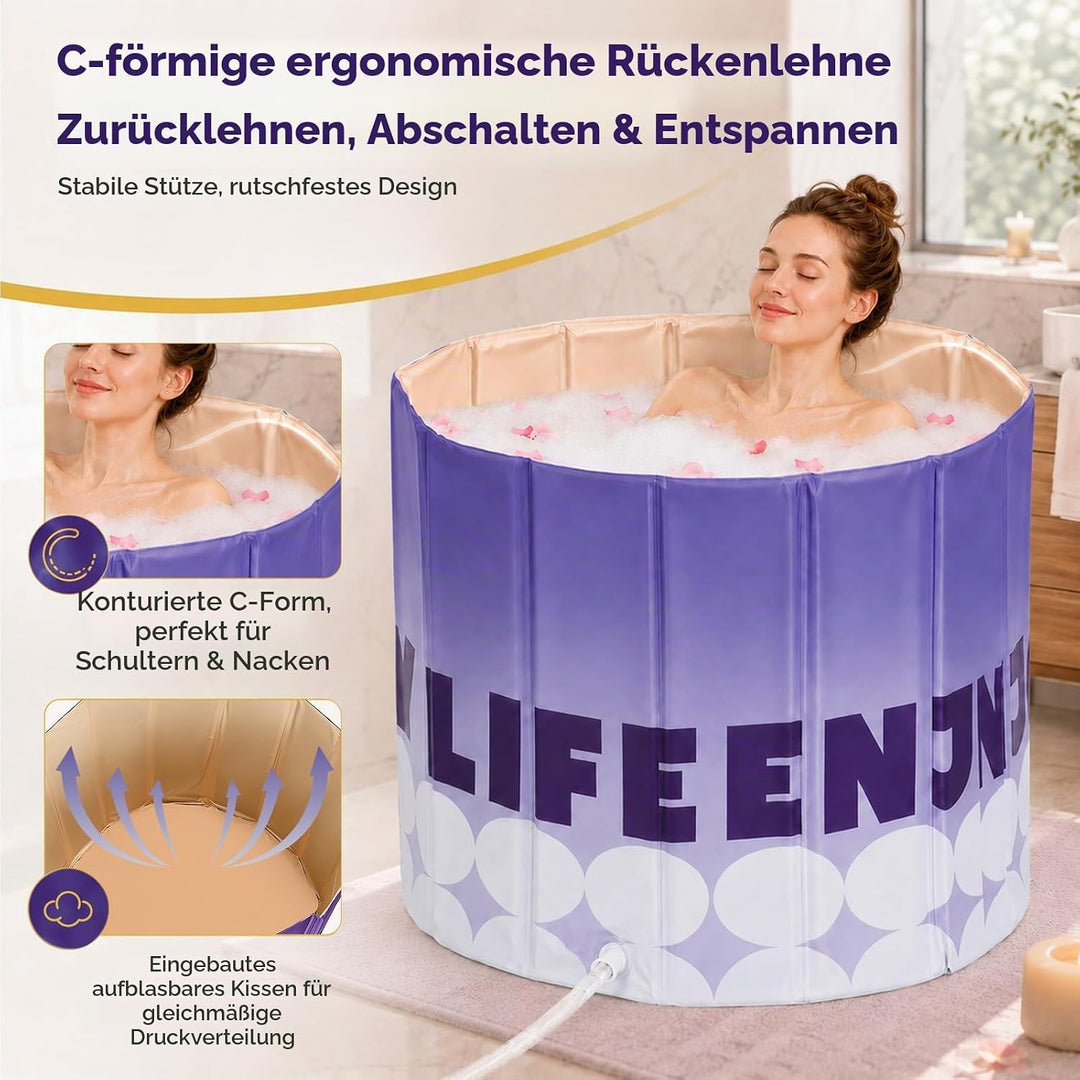 Faltbare Badewanne für Erwachsene, 80 x 68cm Portable Badewanne, Faltbare Badewanne mit 5-Schicht-Is
