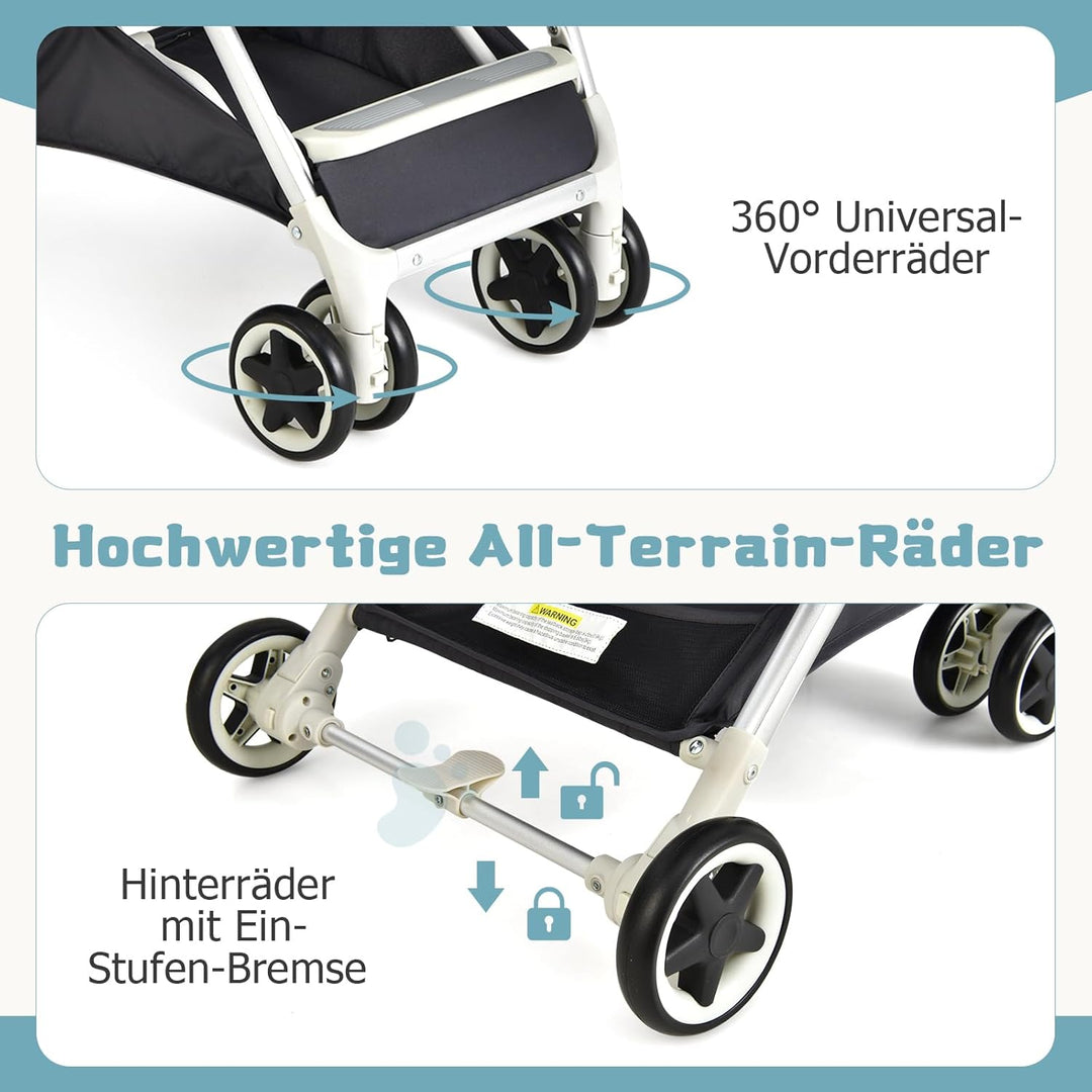 DREAMADE Klappbarer Kinderwagen, Buggy mit stufenlos verstellbarer Rückenlehne, Stroller mit Moskito