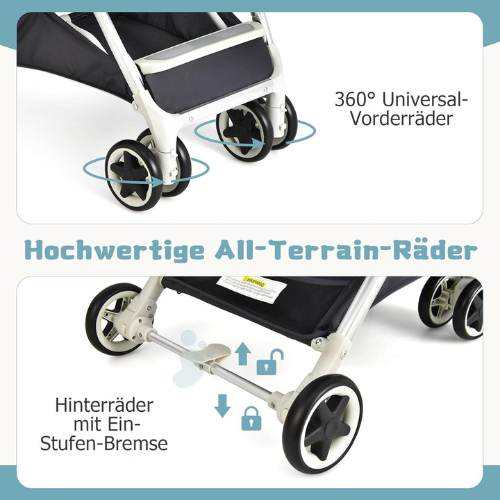 DREAMADE Klappbarer Kinderwagen, Buggy mit stufenlos verstellbarer Rückenlehne, Stroller mit Moskito
