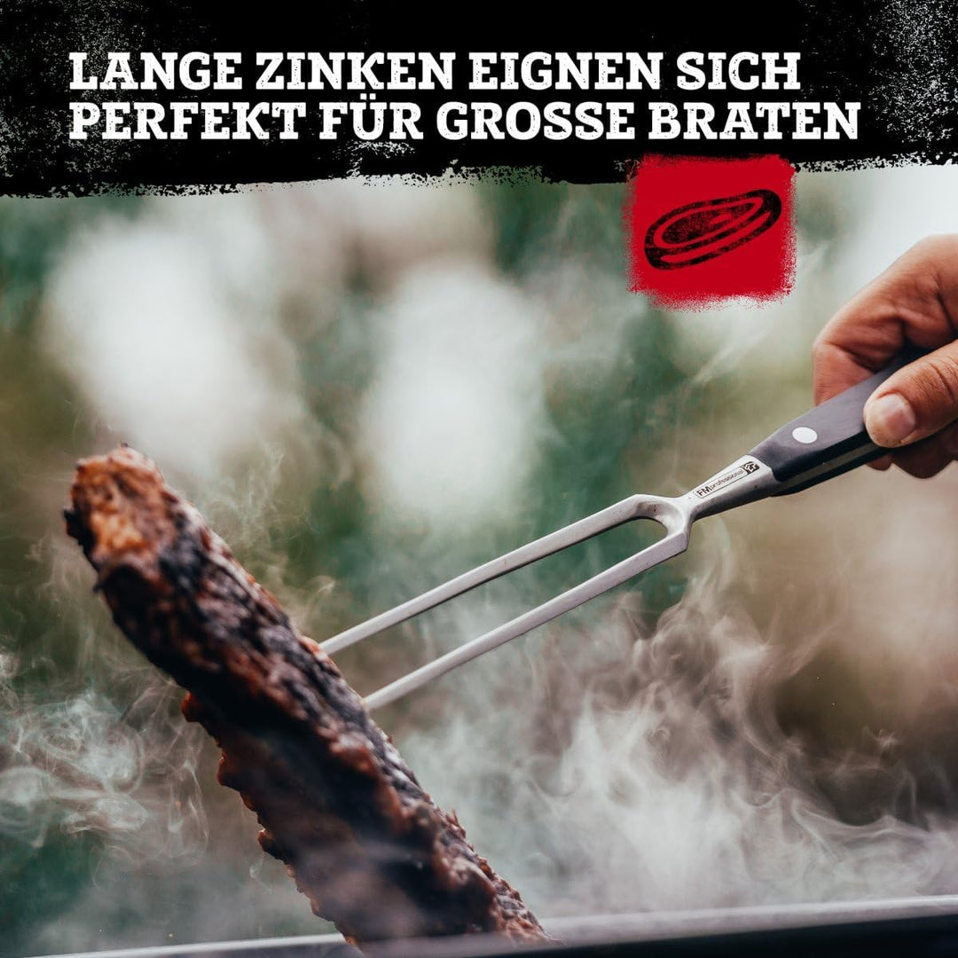 FMProfessional Fleischgabel für Steaks, Braten & Gemüse by Fackelmann – Grillgabel mit langen Zinken