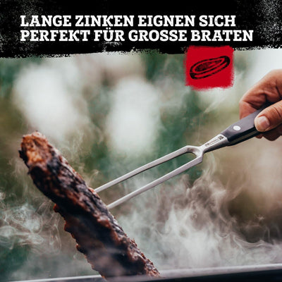 FMProfessional Fleischgabel für Steaks, Braten & Gemüse by Fackelmann – Grillgabel mit langen Zinken