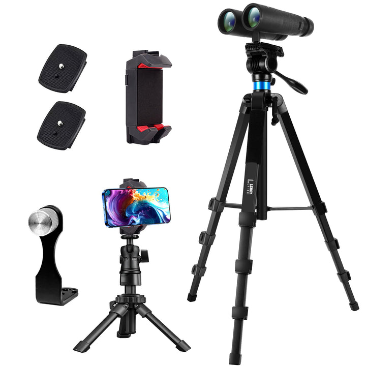 Fernglas Stativ, 173 cm und 25 cm Mini Aluminium-Stative, mit Fernglas-Adapter, 2 QR-Platten sowie 2