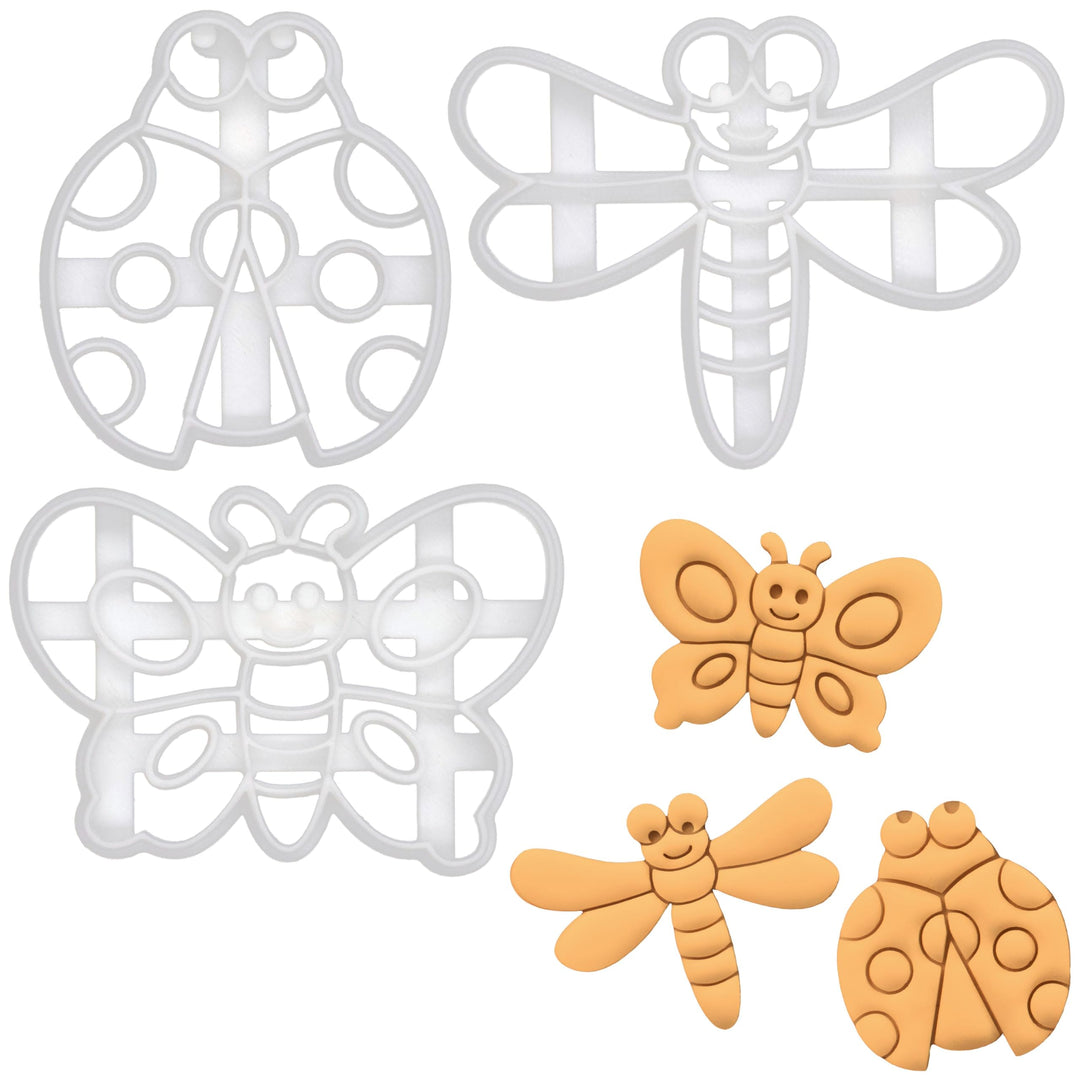 3er Set Insekten Ausstechformen (Formen: Marienkäfer, Libelle und Schmetterling), 3 Teile, Bakerlogy