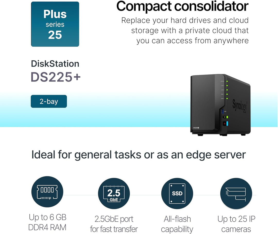 Synology 2-Bay DiskStation DS225+ (Diskless)