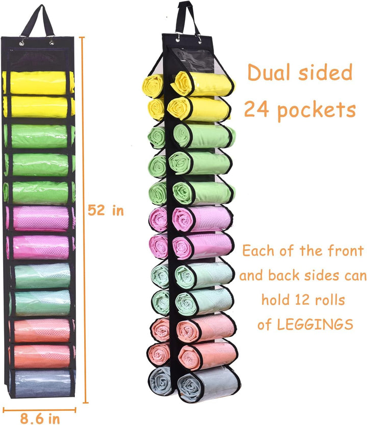 Aufbewahrungstasche für Leggings, 24 Fächer, Schwarz, Minimalistisch, Tragbar, Wandmontage, Schwarz